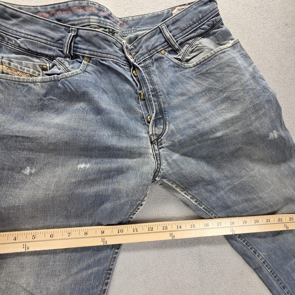 Diesel Jeans Mens 33x32 Blue Iakop Regular Slim Tapered Button Fly Italy 0804J - Picture 6 of 16